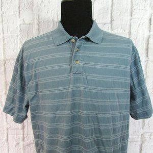 Woolrich Mens XL Blue Short Sleeve Striped Polo Rugby Shirt